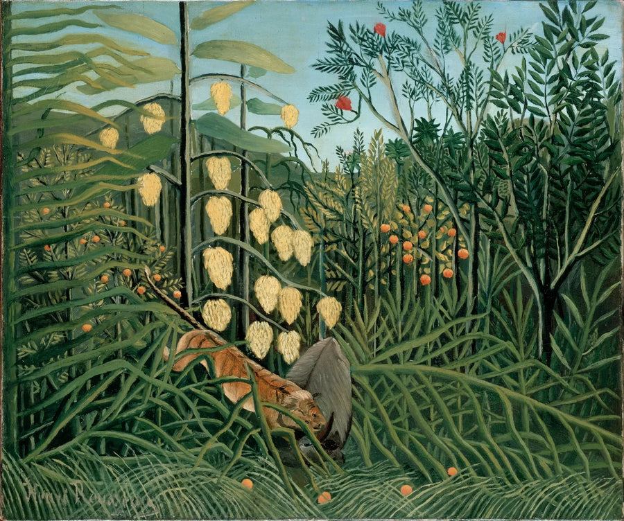 W tropikalnym lesie - Walka tygrysa i byka - Henri Rousseau