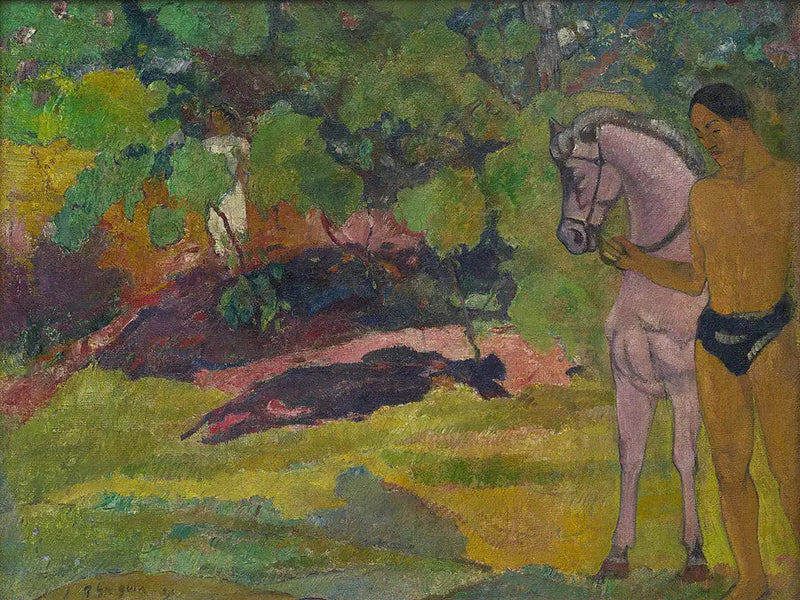 W wozie, mężczyzna i koń - Paul Gauguin