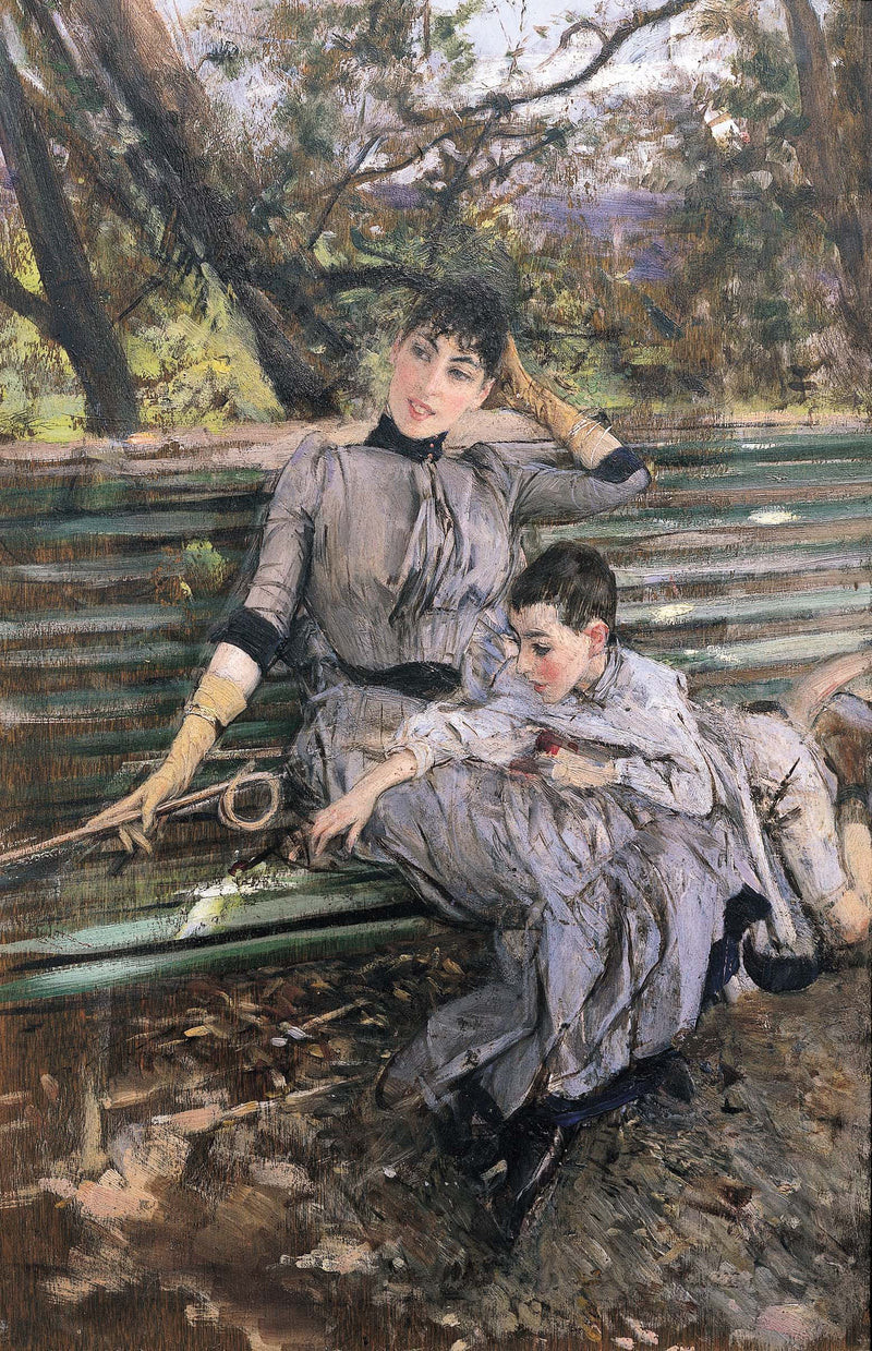 w ogrodzie. Alaide i Ottavio Banti - Giovanni Boldini
