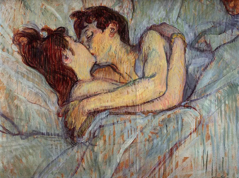 W łóżku, pocałunek - Henri de Toulouse-Lautrec