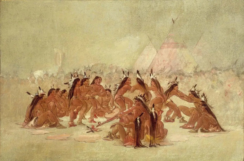 Taniec z fajką, Assiniboine - George Catlin
