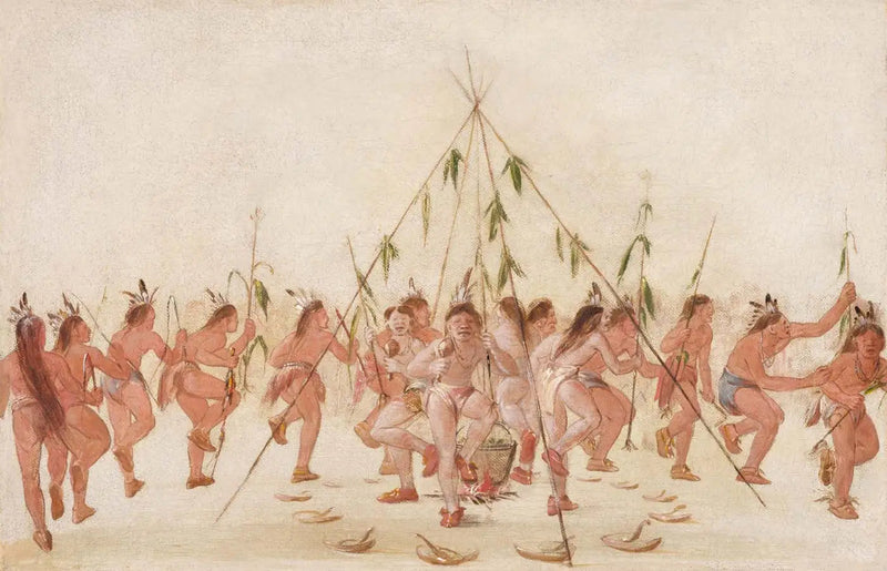 Taniec zielonej kukurydzy, Hidatsa - George Catlin