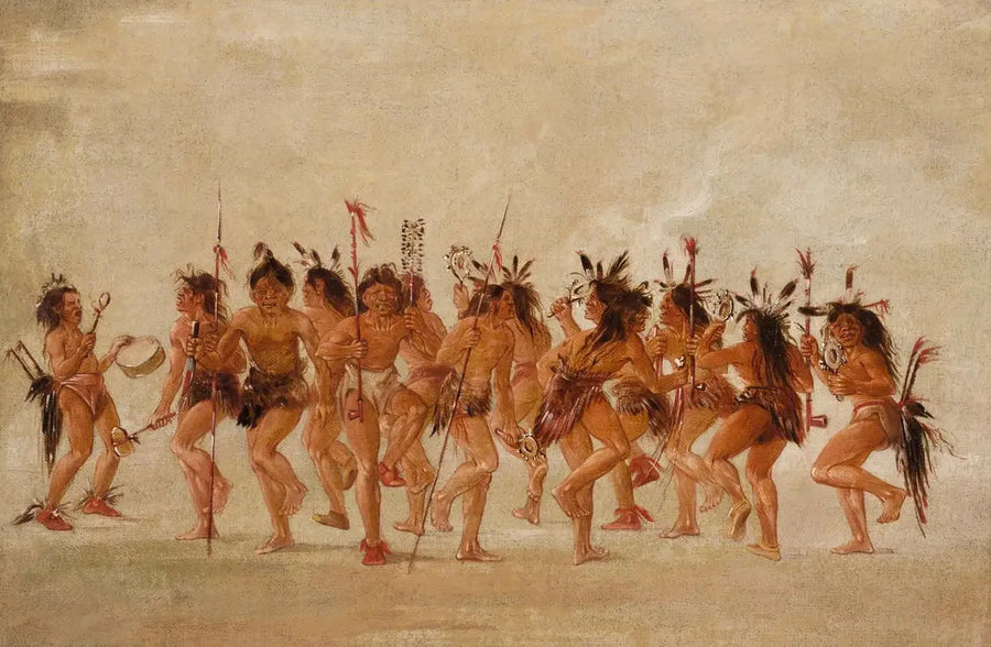 Taniec żebraka, ujście rzeki Teton - George Catlin