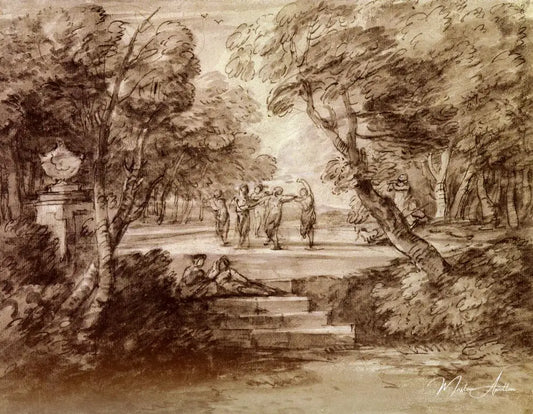 Danseurs avec musiciens dans une clairière boisée - Thomas Gainsborough - Reproductions de tableaux et peintures haut de gamme