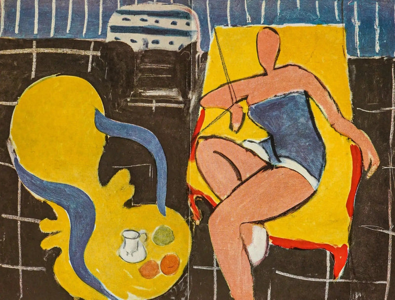 Tancerka, czarne tło, fotel rokoko - Henri Matisse
