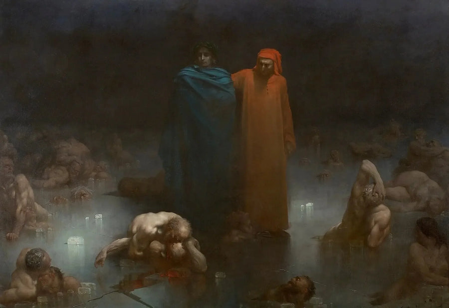 Dante i Wergiliusz w dziewiątym kręgu piekła - Gustave Doré
