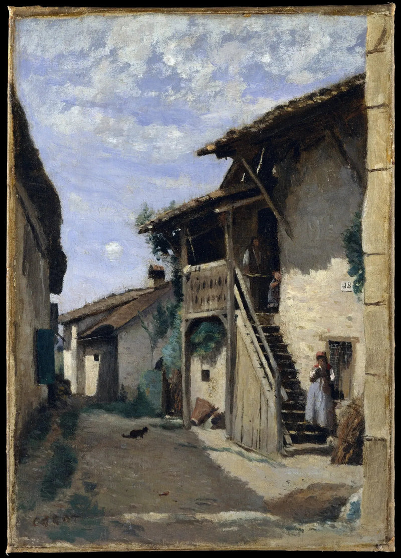 Dardagny (blisko Genewy), ulica wioski - Jean-Baptiste Camille Corot
