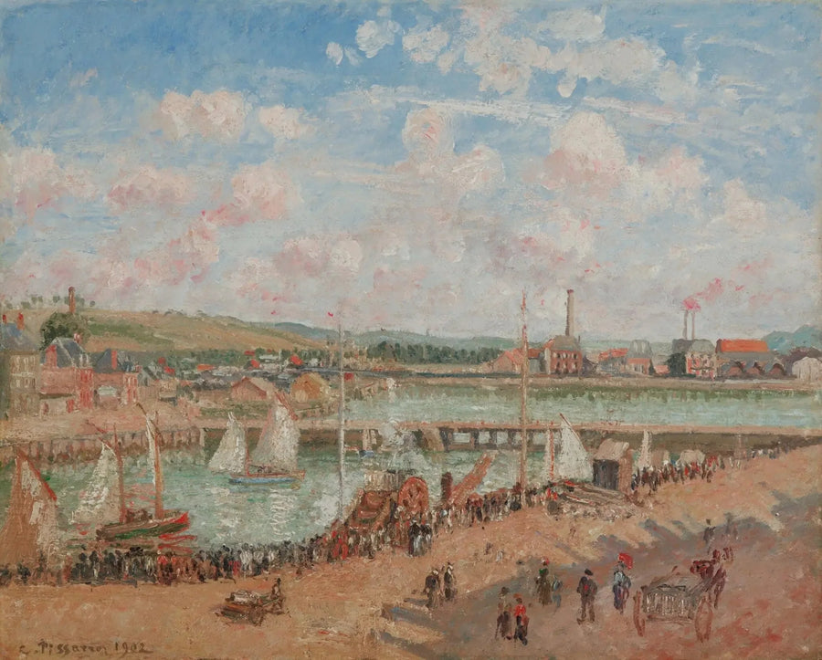 Łowienie ryb, Dieppe, poranek, szary czas - Camille Pissarro