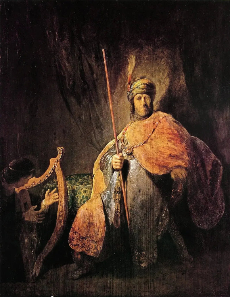 Dawid grający na harfie przed Saulem - Rembrandt