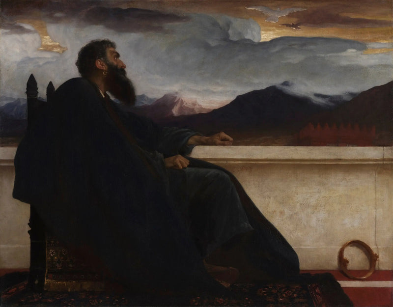 David: „Och! gdybym miał skrzydła jak gołąb! Wtedy bym się wzbił w powietrze i odpoczywał.” Psalm 55:6 - Frederic Leighton