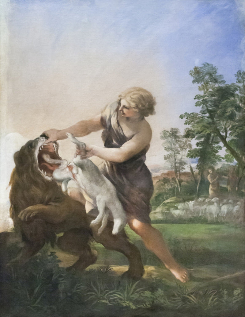 David zabijający lwa - Pietro da Cortona