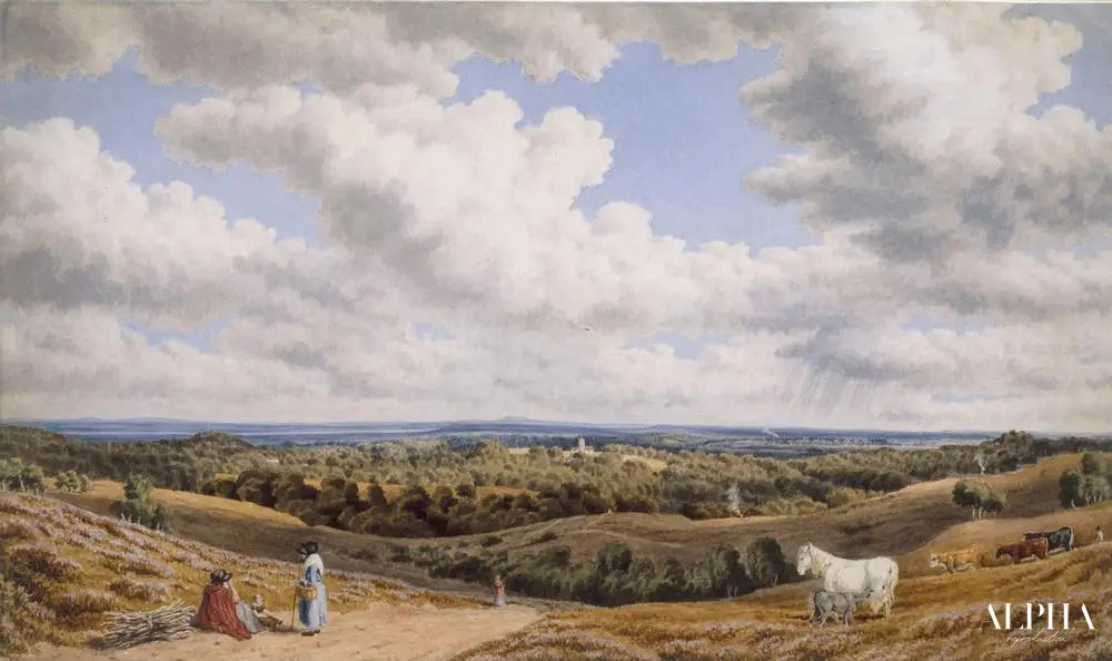 De lavande près de Munstead dans la New Forest en regardant vers l'extérieur - William Turner - Reproductions de tableaux et peintures haut de gamme