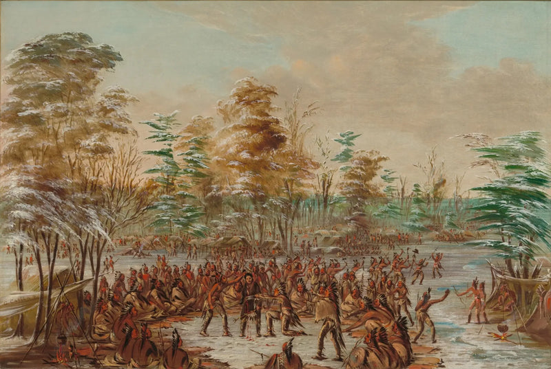 De Tonty proszący o pokój w wiosce iroquois. 2 stycznia 1680 - George Catlin