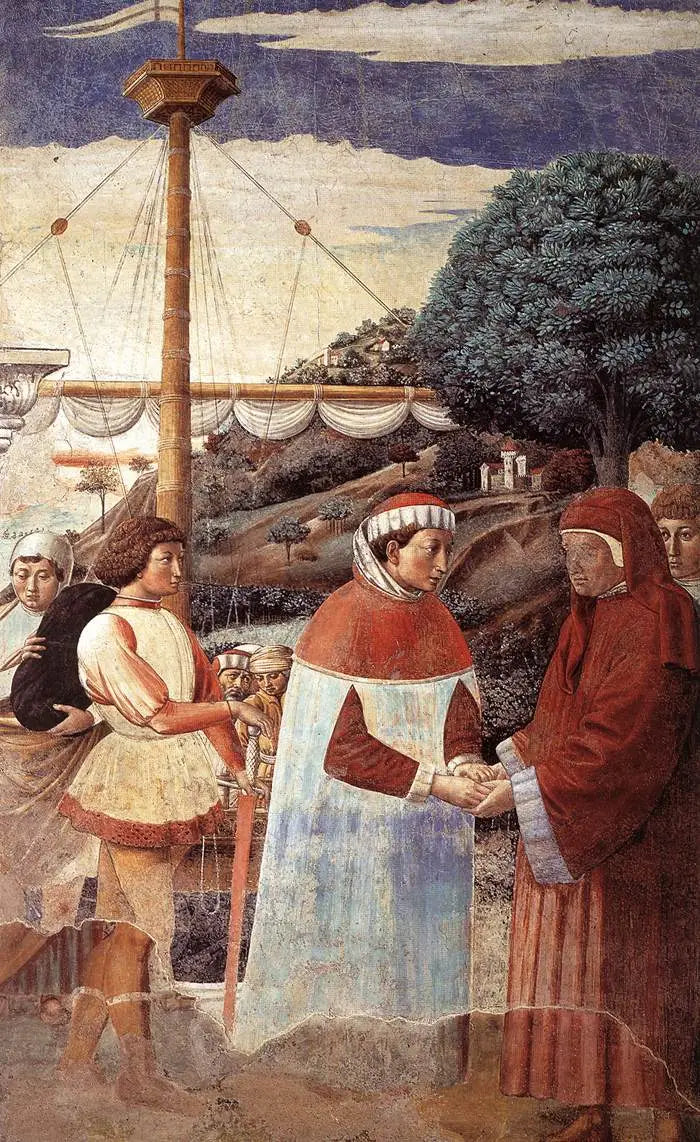 Lądowanie w Ostii (scena 5, ściana wschodnia) - Benozzo Gozzoli