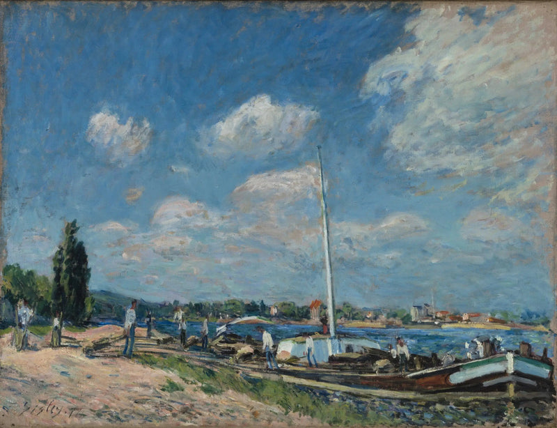 Rozładunek barek w Billancourt - Alfred Sisley