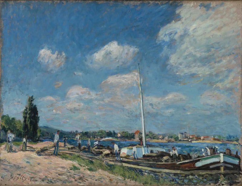 Rozładunek barek w Billancourt - Alfred Sisley
