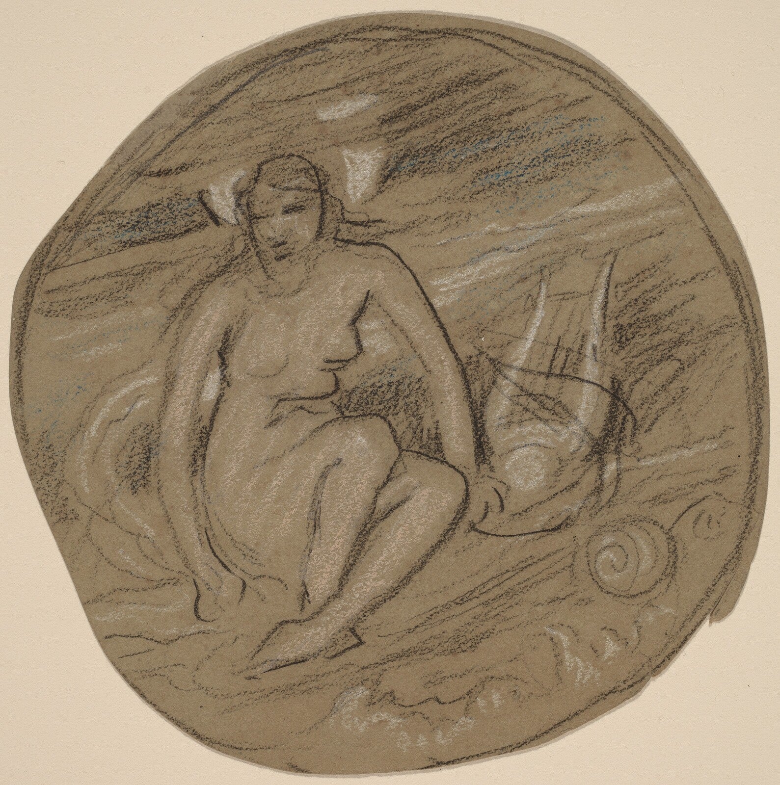 Study for "Music", Elihu Vedder, c. 1890 — pastel, National Gallery of Art