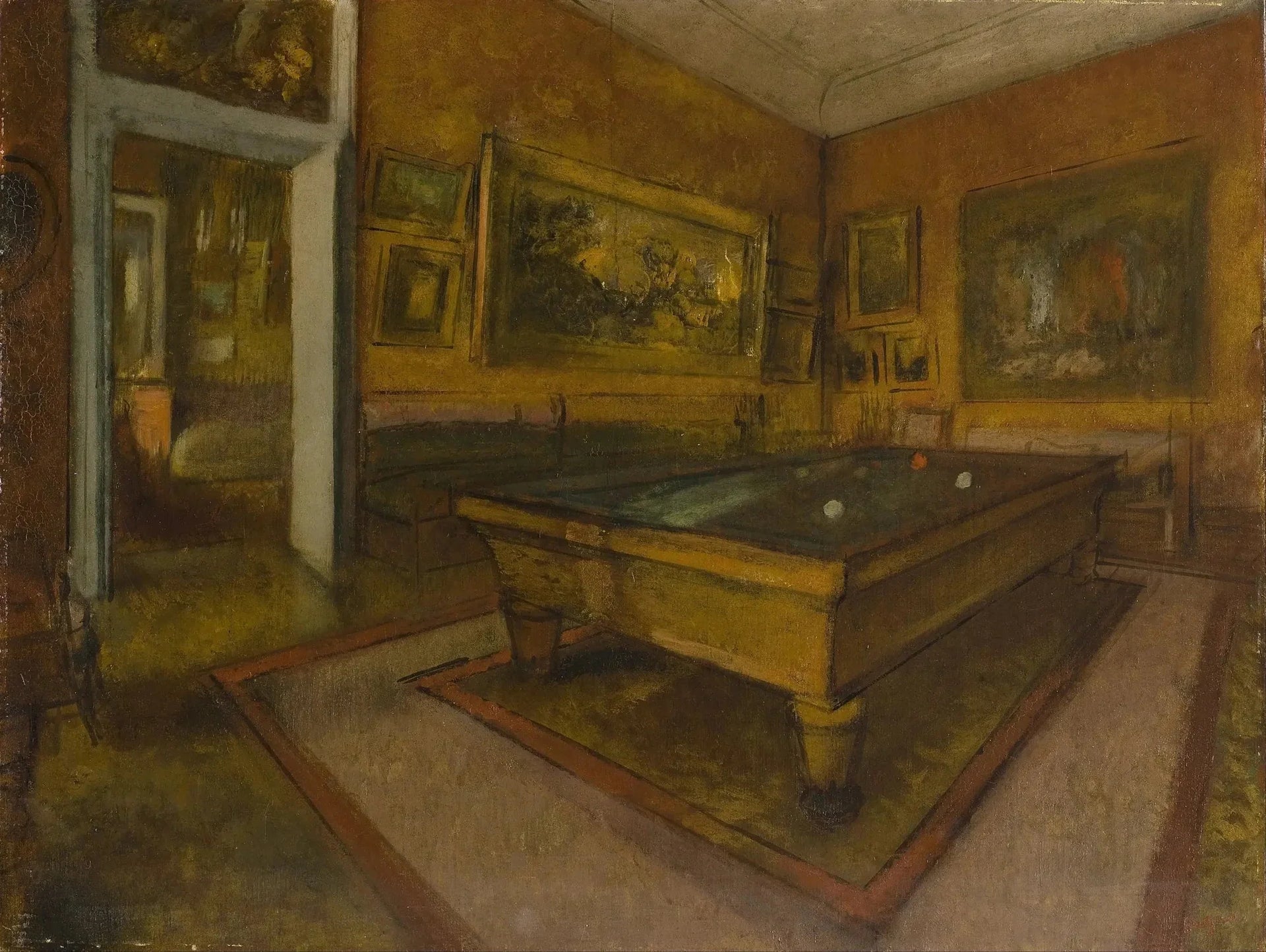 Salle de billard au Ménil-Hubert, étude du musée d’Orsay par Degas – reproduction peinture à l’huile sur toile