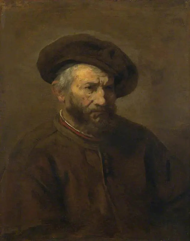 Półpostać mężczyzny z brodą w berecie - Rembrandt