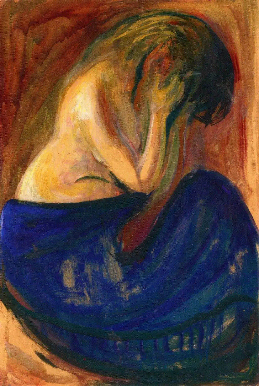 Pół-naga w niebieskiej spódnicy - Edvard Munch