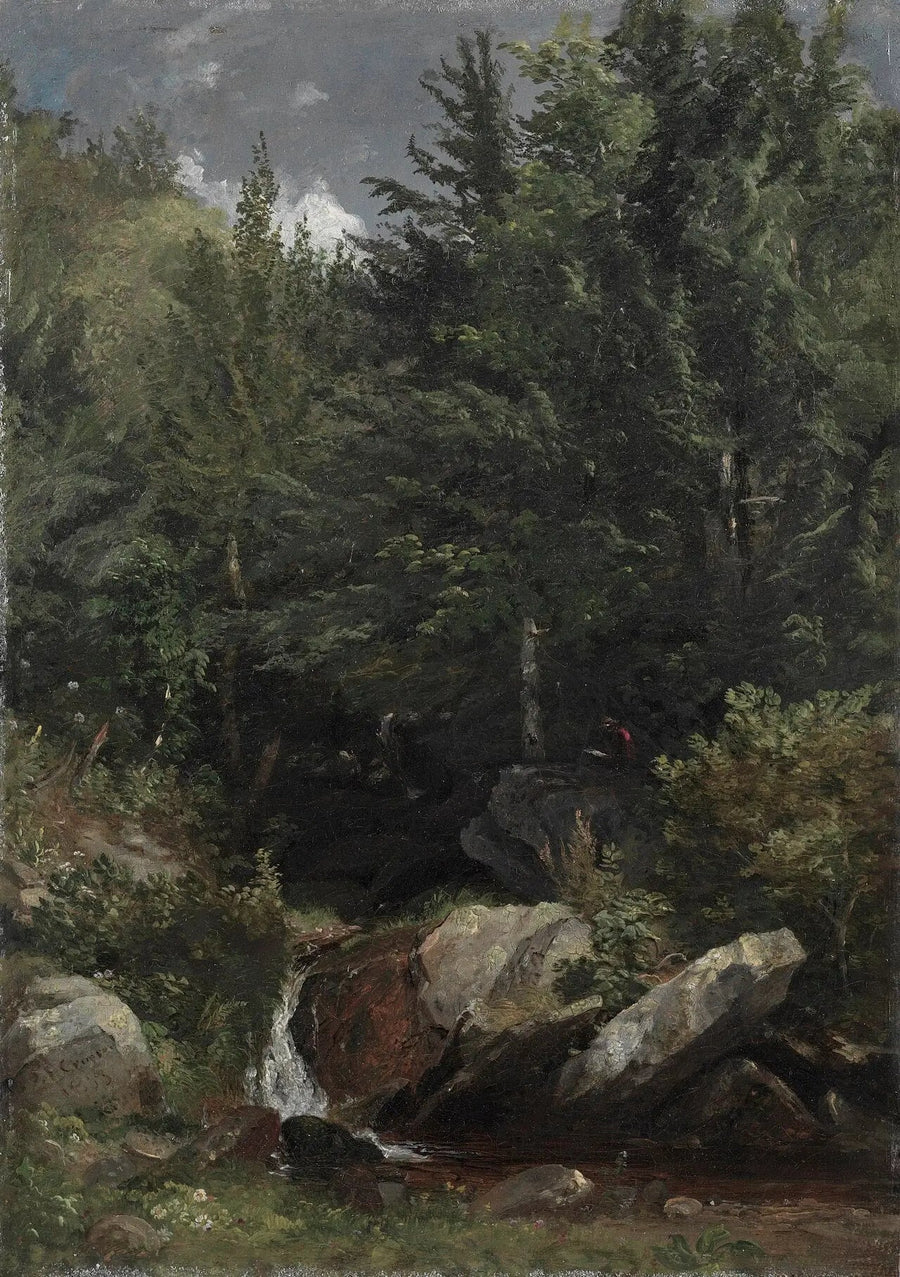 Drzewa i strumień na wzgórzu - Jasper Francis Cropsey