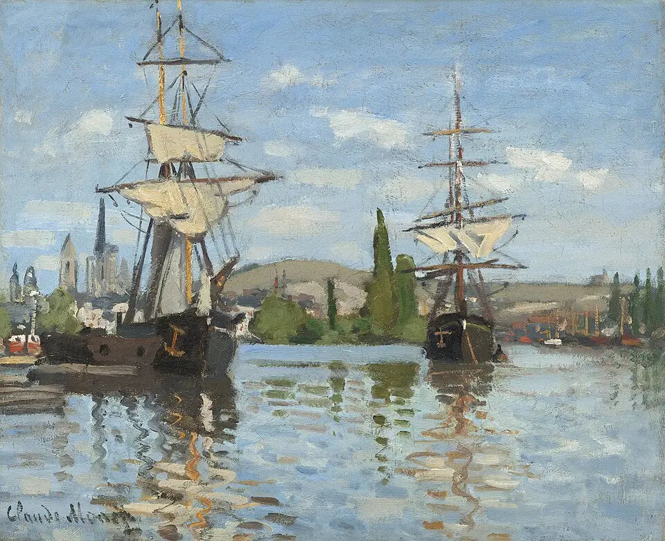 Des bateaux à Rouen sur la Seine - Claude Monet image 1 copie de tableau peinte à la main