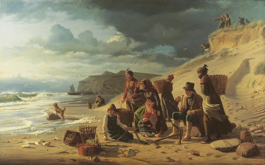 Rodziny rybaków czekają na ich powrót w oczekiwaniu na burzę. Z wybrzeża zachodniego Jutlandii. - Carl Heinrich Bloch