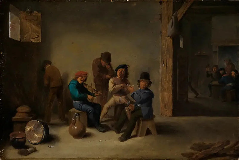 Rolnicy pijący i palący w tawernie - David Teniers Młodszy