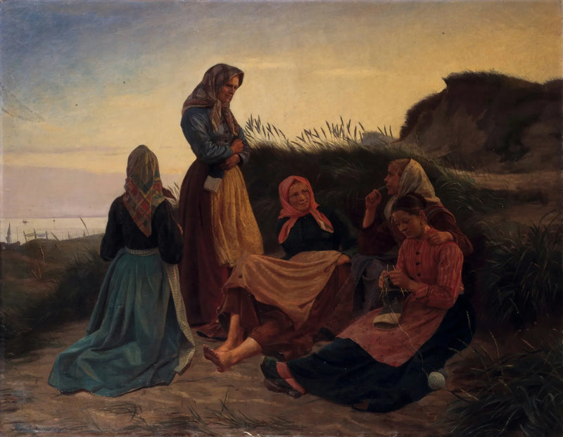 Dziewczyny zgromadziły się na Sladrebakken podczas letniej nocy - Michael Peter Ancher