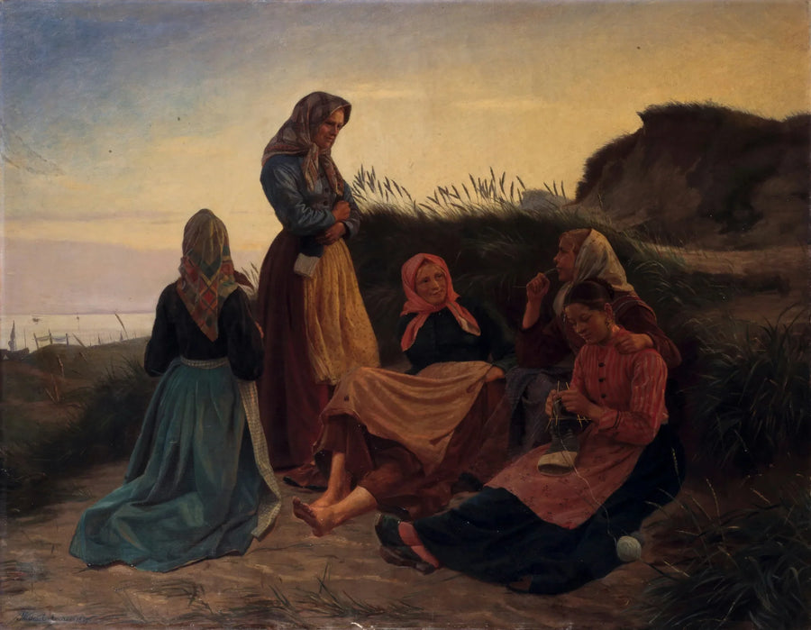 Dziewczyny zgromadziły się na Sladrebakken podczas letniej nocy - Michael Peter Ancher