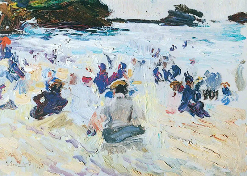 Ludzie siedzący na plaży - Joaquín Sorolla