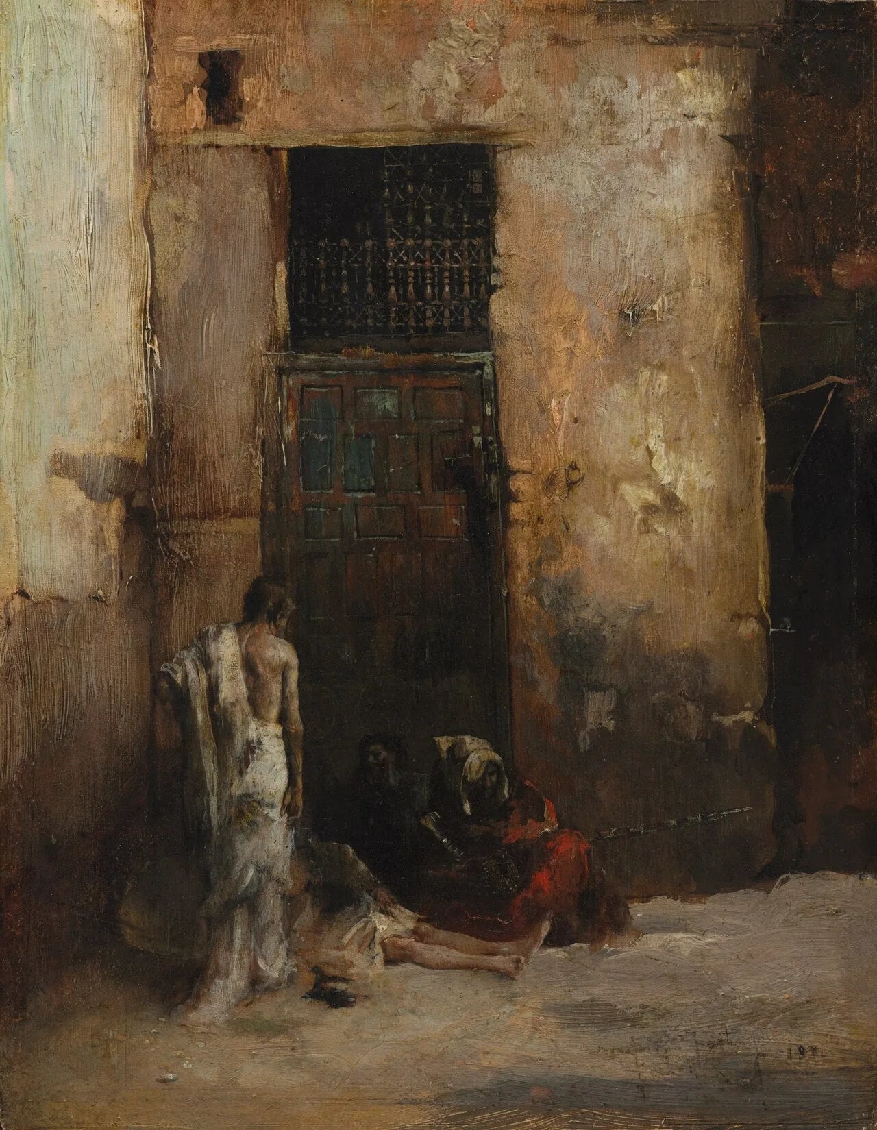 Des mendiants près d'une porte - Mariano Fortuny Marsal image 1 reproduction d’œuvre d’art à l’huile