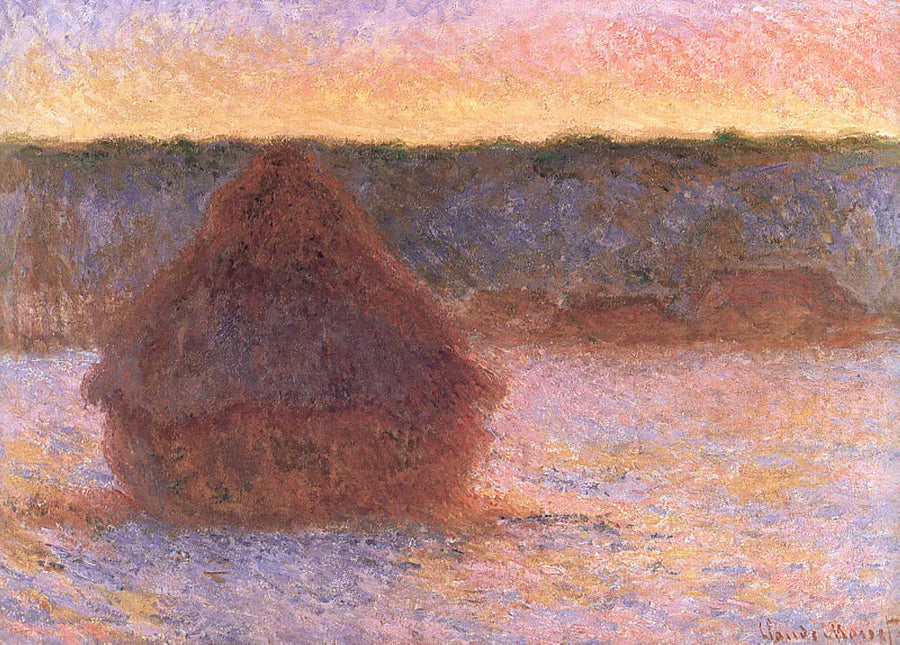 Słomy siana o zachodzie słońca, mroźna pogoda - Claude Monet