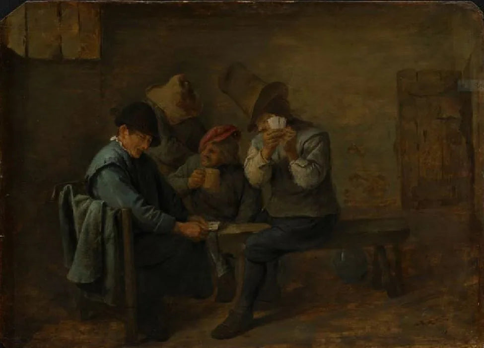 Des paysans jouant aux cartes - Adriaen Brouwer image 1 copie peinte à la main à l’huile