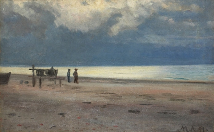Des pêcheurs sur la plage. - Michael Peter Ancher image 1 reproduction artisanale de tableau