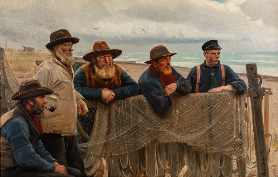 Des pêcheurs sur la plage. - Michael Peter Ancher image 1 tableau peint à l’huile sur toile