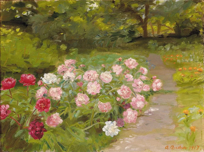 Peonie w ogrodzie. - Anna Ancher