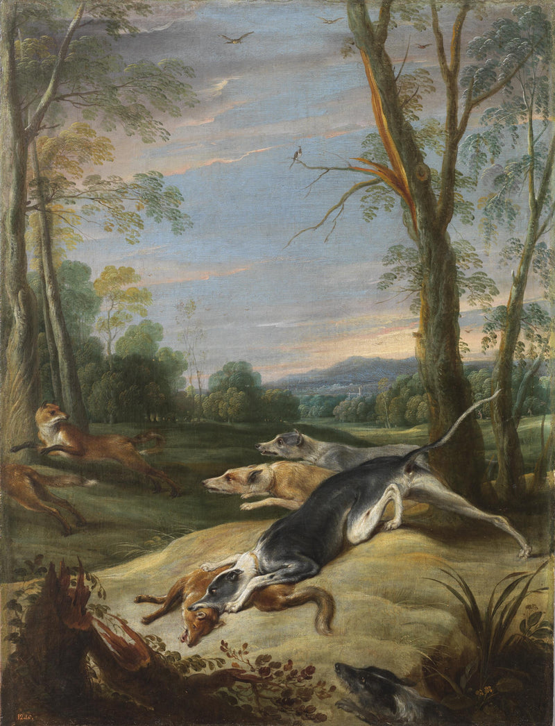 Des renardes poursuivies par des chiens - Frans Snyders