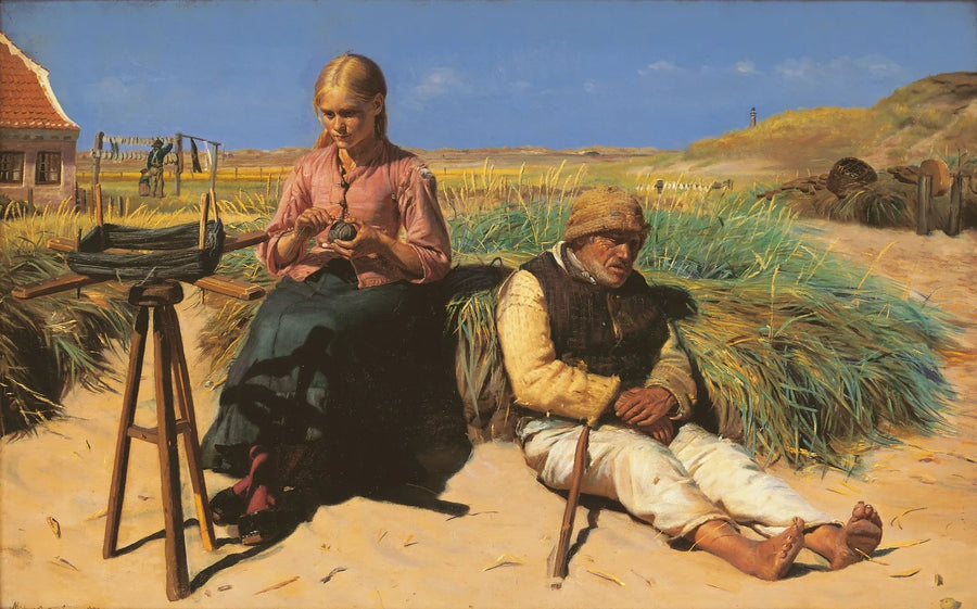 Sylwetki na krajobrazie. Kristian niewidomy i Tine wśród wydm. - Michael Peter Ancher