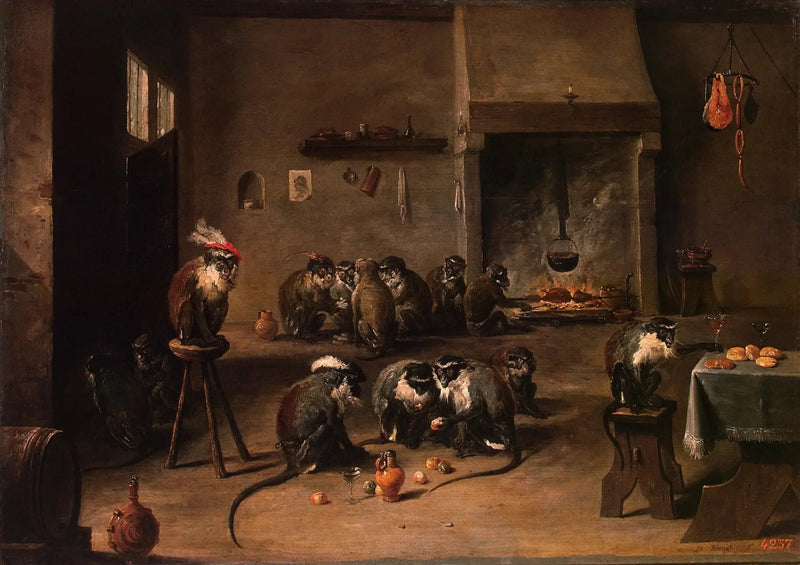 Małpy w kuchni - David Teniers Młodszy
