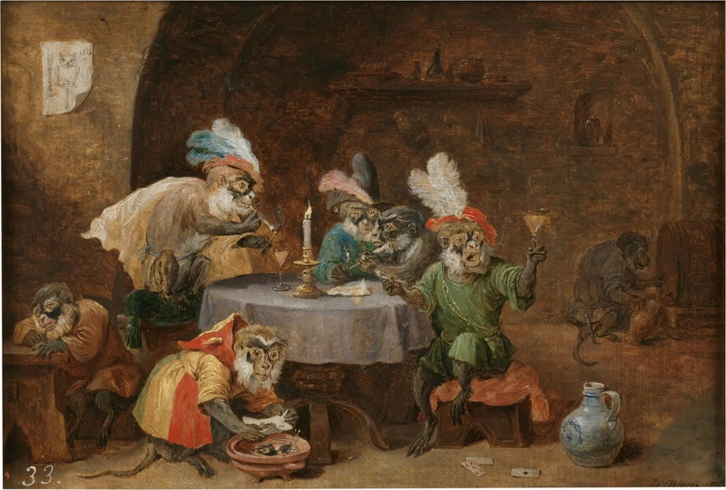 Małpy palące i pijące - David Teniers Młodszy