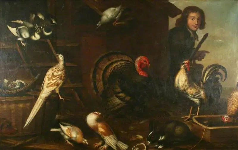 Chów drobiu domowego i mężczyzna - Melchior de Hondecoeter