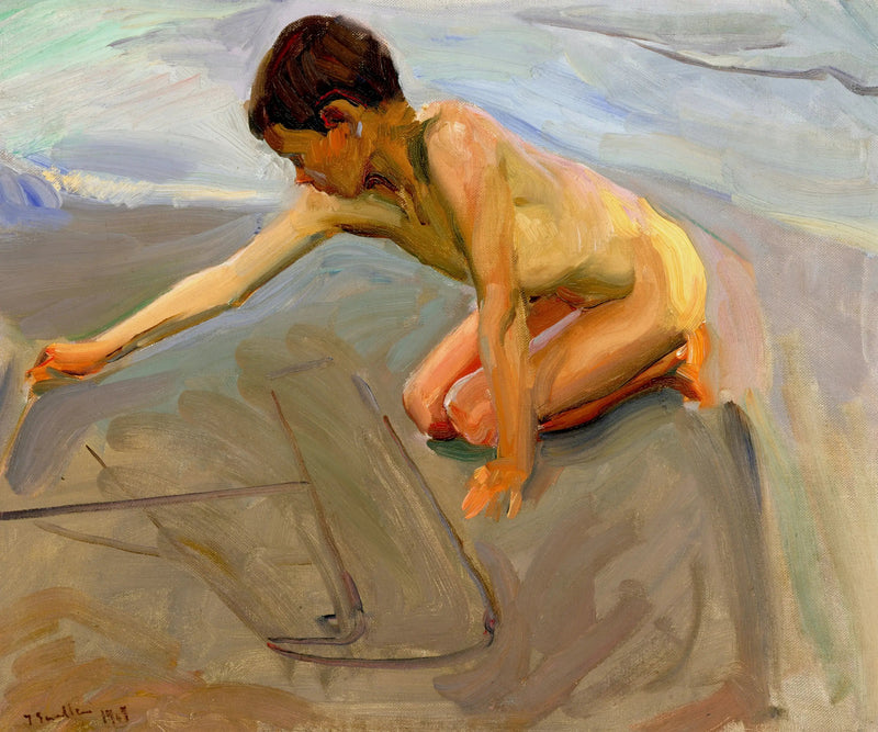 Rysować na piasku - Joaquín Sorolla