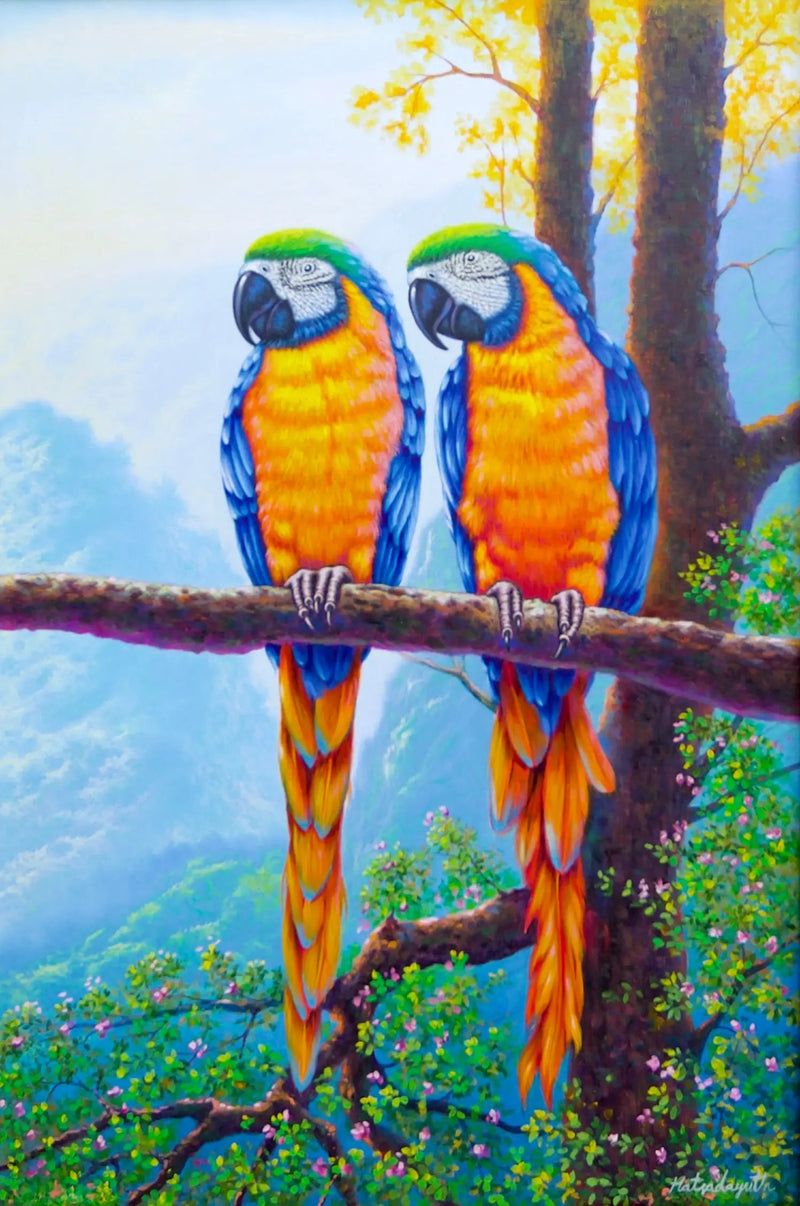 Dwa ary na gałęzi | 60x90cm
