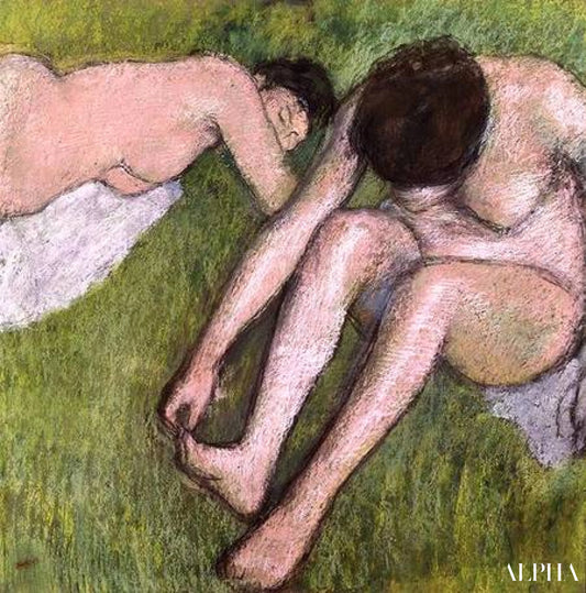 Deux baigneurs sur l'herbe - Edgar Degas - Reproductions de tableaux et peintures haut de gamme