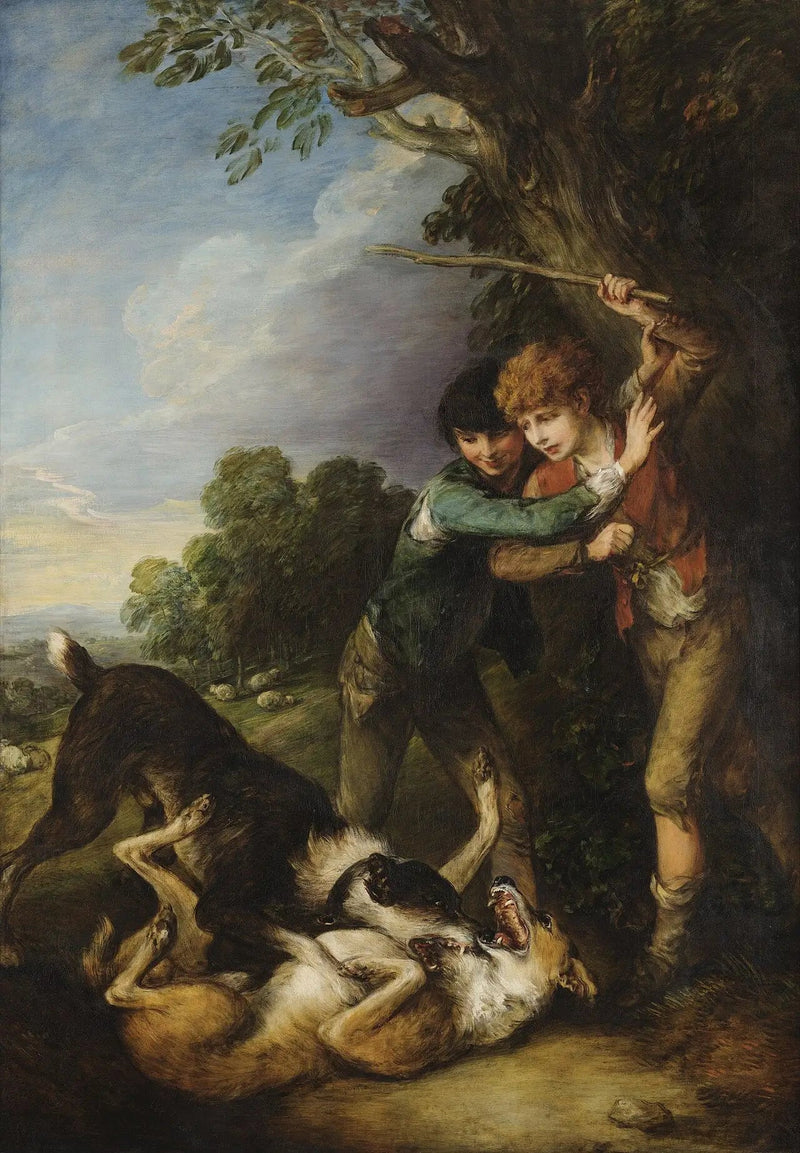 Dwóch pasterzy walczy z psami - Thomas Gainsborough