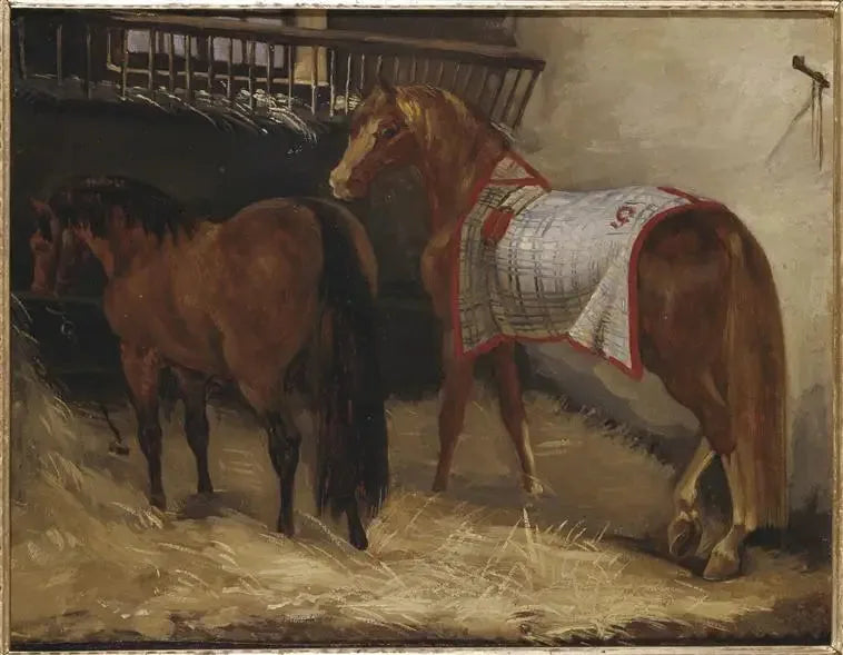 Dwa konie w stajni - Théodore Géricault