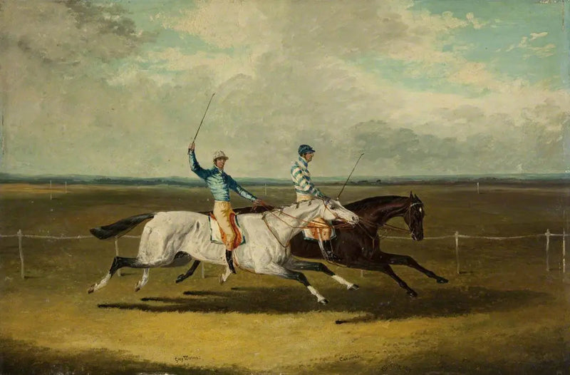 Dwa konie wyścigowe – „Grey Momus” i „Caravan” – Wyścigi - John Frederick Herring, Sr.