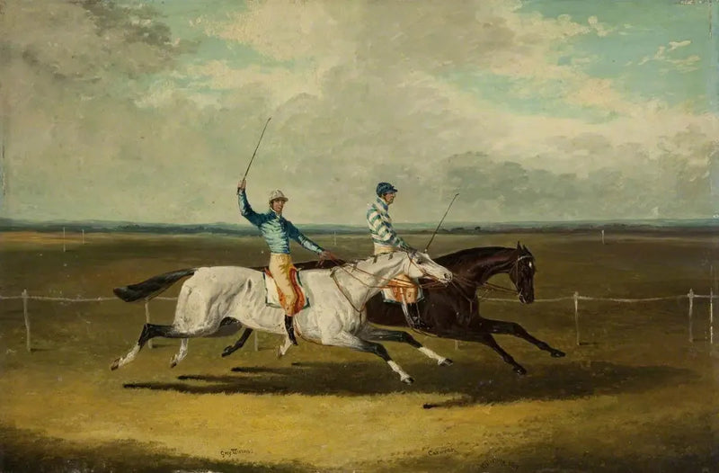 Dwa konie wyścigowe – „Grey Momus” i „Caravan” – Wyścigi - John Frederick Herring, Sr.