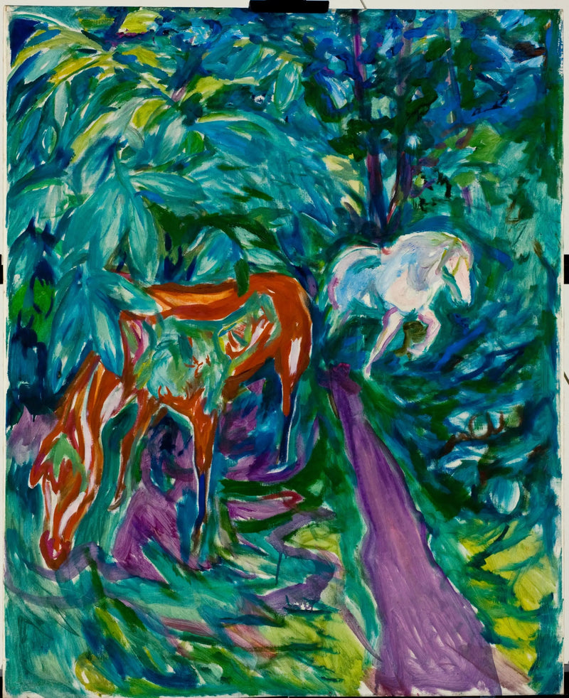 Dwa konie w lesie - Edvard Munch
